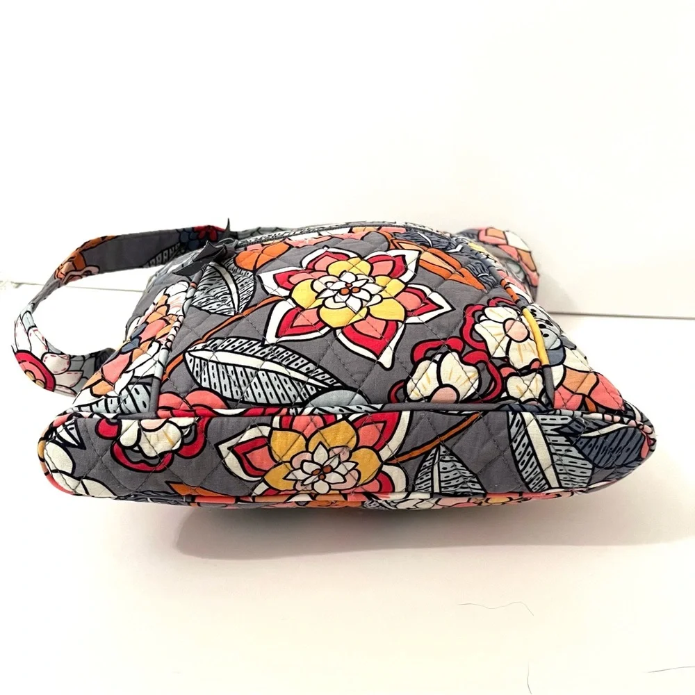 Vera Bradley Quilted Crossbody Bag Gray Floral Retired Pattern - Picture 5 of 14